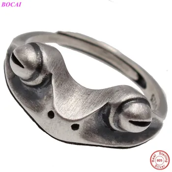 BOCAI S925 šterlingov strieborné prstene pre mužov a ženy 2020 nové fahsion 925 silver retro nastaviteľné roztomilé žaby strieborný prsteň