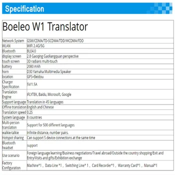 Boeleo W1 AI súčasný prenos Hlasu Prekladateľ 4G Siete Multi-jazyk Prenosné Smart Hlas Prekladateľ 2.8