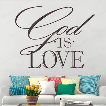 Boh je láska citát stenu odtlačkový citát stenu, vinylové nálepky domov stenu decor vymeniteľné wall art nástenné JH670