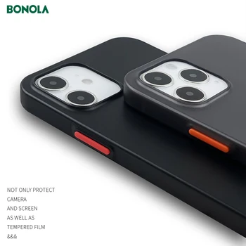 Bonola Ultra Tenké Matte puzdro pre iPhone 12 Pro/12 Pro Max /12 Mini/12 0,2 mm Objektívu Fotoaparátu Shockproof Farba Ochranné Pevný Kryt