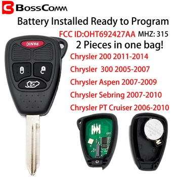 Bosscomm 2x Diaľkové príveskom Auto Keyless Pre Chrysler 200 300 Sebring Aspen 2007 2008 2009 2010 2011 2012 315MHZ OHT692427AA