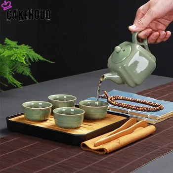 CAKEHOUD Prenosné Cestovné Čínskej Kung-Fu Čaj Nastaviť Tradičný Čajový Obrad Keramické Darček Kanvicu Čaju A Pohár Čaju Zásobník Cestovná Taška