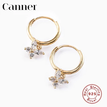 Canner 925 Sterling Silver Hoop Náušnice Pre Ženy, Tvorivé Elegantné Motýľ AAAAA CZ Náušnice Jemné Šperky pendientes Mujer W4