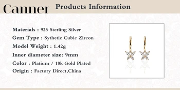 Canner 925 Sterling Silver Hoop Náušnice Pre Ženy, Tvorivé Elegantné Motýľ AAAAA CZ Náušnice Jemné Šperky pendientes Mujer W4