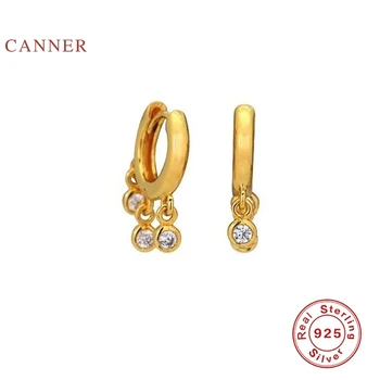 CANNER Reálne 925 Sterling Silver Šperky Pre Ženy Visí Spony, Náušnice Obruče Zirkón Diamond kórejský Zlaté Šperky Pendientes