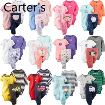 Carter je dieťa chlapec dievča oblečenie cartoon nastaviť dlhý rukáv o-krku kombinézu+nohavice novorodenca oblečenie, unisex nové narodený kostým bavlna