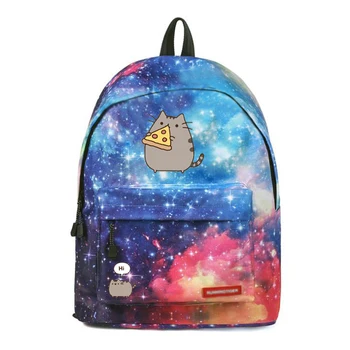 Cartoon Fat cat Batoh Galaxy Školské Tašky Móda Študentov Batoh Roztomilý Licorne Cestovná Taška pre teenagerov Hviezdy Tlač