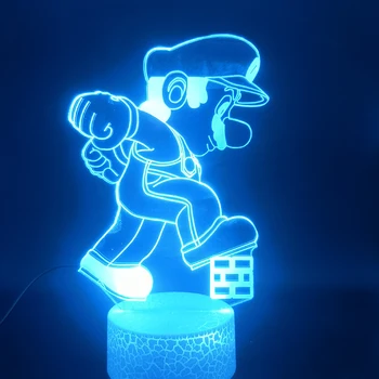 Cartoon Hry Mario Vystúpil na Tehlovej 3D Lampa Multi-farebný Dotykový Snímač s Diaľkovým Najlepší Darček pre Dieťa Led Nočné Svetlo Lampy