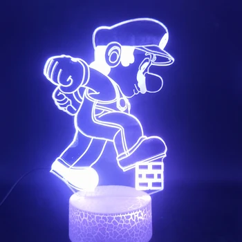 Cartoon Hry Mario Vystúpil na Tehlovej 3D Lampa Multi-farebný Dotykový Snímač s Diaľkovým Najlepší Darček pre Dieťa Led Nočné Svetlo Lampy
