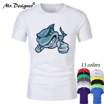 Cartoon Shark Päsť Vytlačené Bavlna Muži T-Shirt Krátkym rukávom Unisex Navrhnuté Bežné Módy v Pohode mužov topy Tees CT10043