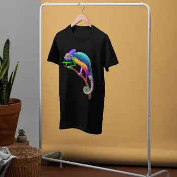 Chameleon T Shirt Chameleon Fantasy Farieb Dúhy T-Shirt Short-Sleeve Muž Tee Tričko Bavlna Roztomilý Tričko