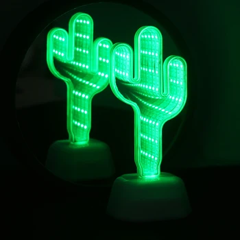 Chi-kúpiť Román Lnfinity Zrkadlo Tunel Svetla AA batérie-powered prenosné LED Kaktus 3D Tunel efekt Nočné Svetlo Domova lampa