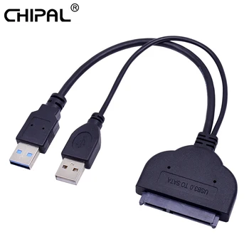 CHIPAL 5Gbps USB 3.0 22 Pin SATA 3.0 Adaptér USB3.0 22Pin SATA III Kábel s USB 2.0 Napájanie pre 2.5