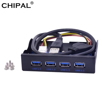 CHIPAL Predný Panel 4 Porty USB 3.0 USB3.0 HUB Adaptéra Kombinovaný s 15 Pin SATA Napájací Kábel pre PC S 3,5