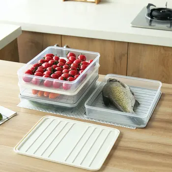 Chladnička Skladovanie Potravín Kontajner S vekom Zapečatené Čerstvé Vajcia Ryby Úložný Box Sviežosť Dištančné Úložný Box
