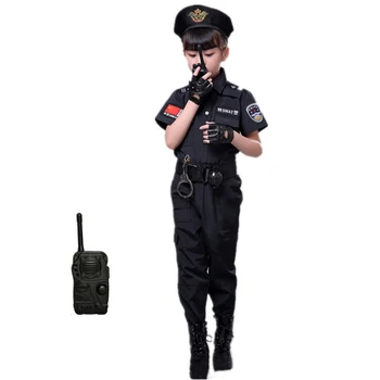 Chlapci Policajné Uniformy, Karneval, Halloween Cosplay Kostýmy pre Deti Deti SWAT Strany Darčeky Oblečenie+Nohavice Nastaviť Armády Kostým