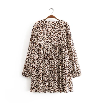 Chu Sau krásy Nové Módne Boho Leopard Tlač Voľné Letné Šaty Žien Pláži Elegantné Strapec Kravatu Šaty Žena Vestido De Moda