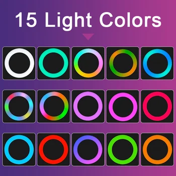 Clip-on RGB Mobilný Telefón Selfie Vyplniť Ľahké Prenosné 15-Farebné Osvetlenie Fotografie Krúžok svetlo Pre Telefón Fotografiu Youtube Tiktok Live
