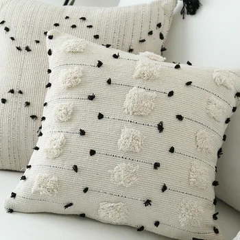 Cojines decorativos para gauč Maroko geometrické čiernej a bielej všívaných obliečka na vankúš vianočné vankúš obývacej miestnosti dekorácie