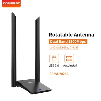 COMFAST 1300Mbps 802.11 ac Dlhé Vzdialenosti 5.8 GHz Usb WiFi Adaptér WIFI Prijímač 2*6dBi Antény Dual Band CF-WU782AC