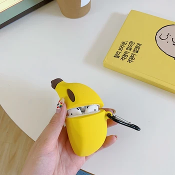Cool Banán Bezdrôtová puzdro Pre Apple Airpods Slúchadlá Slúchadlá, Silikónové obaly Na Airpods 2 Ochranné mäkké Pokrytie