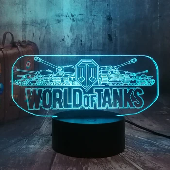 Cool Hra World of Tanks 3D LED Nočné Svetlo ilúzie Novinka Spánku Tabuľka Stolná Lampa Boyx Deti Narodeniny, Vianoce lampy Domova