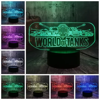 Cool Hra World of Tanks 3D LED Nočné Svetlo ilúzie Novinka Spánku Tabuľka Stolná Lampa Boyx Deti Narodeniny, Vianoce lampy Domova