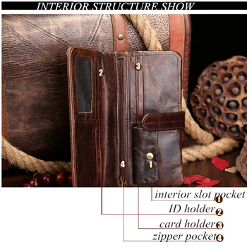 COWATHER 2019 Nové módne krava originálne kožené pánske peňaženky pre mužov,dlho štýl dizajnu peňaženky carteira masculina pôvodnej značky