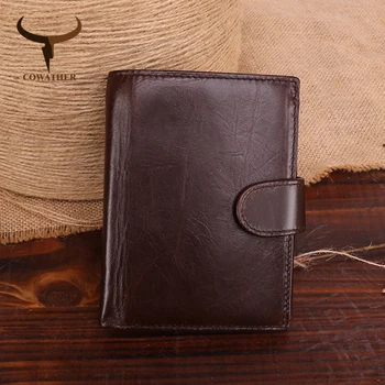 COWATHER peňaženky kvalitné hovädzie kože vintage módny dizajn kabelku veľká kapacita karty mince držiteľa muž peňaženky doprava zadarmo