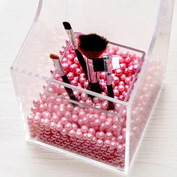 Crystal Akryl make-up štetec Rúž Organizátor kozmetická taštička úložný box make-up nástroj Blikajúce držiak ceruzky Plastové Pearl Predaj