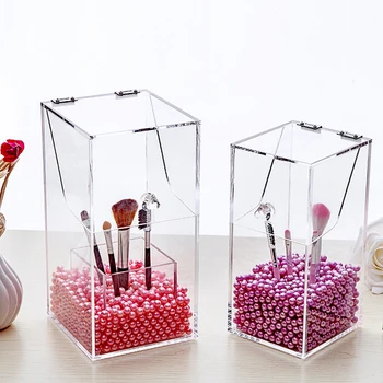 Crystal Akryl make-up štetec Rúž Organizátor kozmetická taštička úložný box make-up nástroj Blikajúce držiak ceruzky Plastové Pearl Predaj