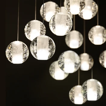Crystal Galss Loptu Prívesok Svetlo Lampy, LED, Nastaviteľná Výška Závesné Svetlo Hotel Lobby Schodisko, Obývacia Izba Dekor Svietidlá