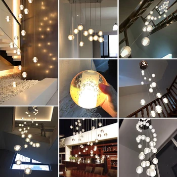 Crystal Galss Loptu Prívesok Svetlo Lampy, LED, Nastaviteľná Výška Závesné Svetlo Hotel Lobby Schodisko, Obývacia Izba Dekor Svietidlá