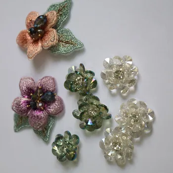 Crystal korálkové opráv oblečenie Šiť na patch flower dekoratívne parches bordados para ropa Výšivky nášivka na oblečenie