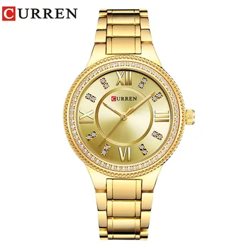 CURREN 9004 Top Luxusné Značky Ženy Quartz Hodinky Crystal Design Dámske náramkové hodinky relogio feminino