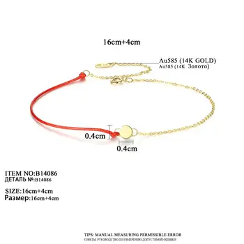 CZCITY Reálne 14K Žltého Zlata Kolo Červené/ Čierne Lano Kúzlo Náramky pre Ženy Jednoduché Ručné Zmes Reťazca Náramky Šperky