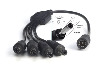 DC Power Splitter 4 Spôsob Power Splitter Kábel 1 Muž 2 Dual Žena Kábel pre CCTV Kamery 5,5 mm / 2.1 mm
