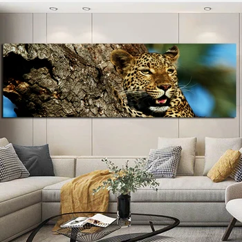 DDHH Moderný voľne Žijúcich Zvierat Tiger Na BigTree Wall Art Plátno Plagáty, Obrazy a vzory, Obrázky, Obývacia Izba Domova