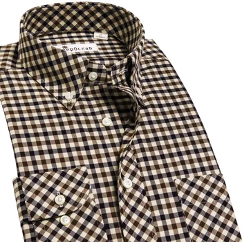 DEEPOCEAN tričko pánske s dlhým rukávom plaid fashion business bežné bavlna flanelové košele pánske