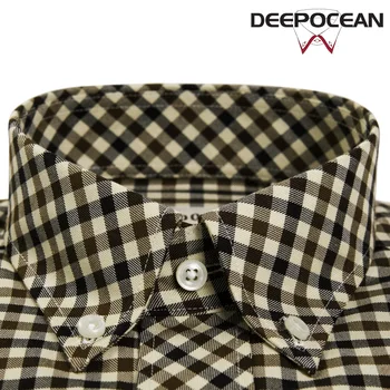 DEEPOCEAN tričko pánske s dlhým rukávom plaid fashion business bežné bavlna flanelové košele pánske