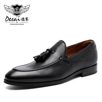 DESAI Najvyššej Kvality Strapec Loafer Topánky Pre Mužov Jednoduché Nosenie Originálne Kožené Topánky Zimné Módne Luxusné Bežné Čierny Vodca 2019