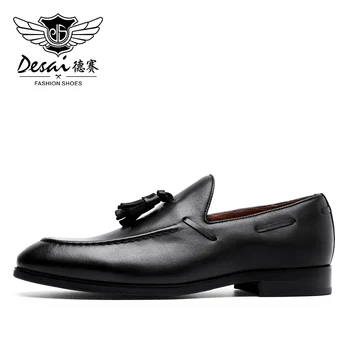 DESAI Najvyššej Kvality Strapec Loafer Topánky Pre Mužov Jednoduché Nosenie Originálne Kožené Topánky Zimné Módne Luxusné Bežné Čierny Vodca 2019