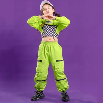 Deti Hip Hop tanečné Oblečenie Mikina s Kapucňou, Orezať Začiatok Tričko Tank top Taktické Cargo Nohavice Dievča Tanečné nosiť Kostým Oblečenie