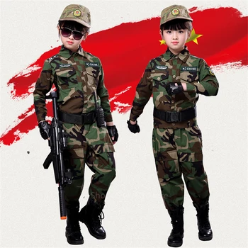Deti Kamufláž Vojak, Cosplay Kostým Špeciálne Taktické WW2 Vojenskú Uniformu Chlapec Dievča Boj proti Nohavice, Bunda Halloween