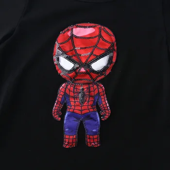 Deti Svietiace LED Krátky Rukáv Bavlna Spiderman T-Košele Pre Chlapcov Iron Man rozsvieti sa T Shirt Deti Letné Baby Dievčatá Topy Tees