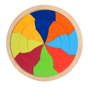 Detská Hračka Drevené Puzzle Rainbow Skladačka 3D PUZZLE 7pcs Kruh, trojuholník Stanovené Vzdelávacie Monterssori hračka pre deti,