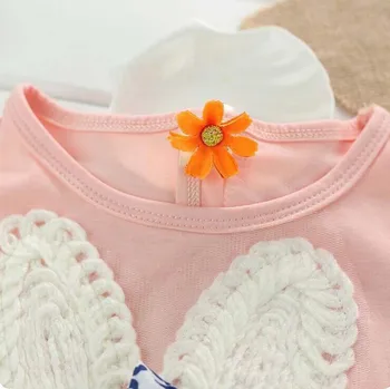 Detské Bavlnené Oblečenie Ružový Zajačik Lete Novorodenca Šport Vyhovuje Deti T-tričko+ Nohavice 2pc Oblečenie Sady Baby Chlapec Dievča Oblečenie Set sa