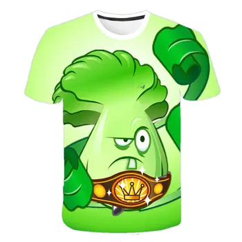 Detské letné tričká Rastliny Vs Zombie Wars Chlapčenské Odevy Karikatúra Vzor Chlapcov, Oblečenie pre Deti O-Neck T-shirt Topy 4-14T