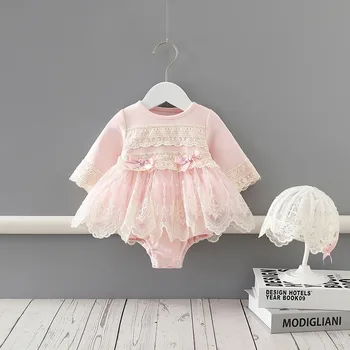 Detské Oblečenie 2020 Jeseň Nové Baby One-Piece Suit Sladká Princezná Dieťa Čipky Romper Plazenie Oblečenie Baby Girl Romper