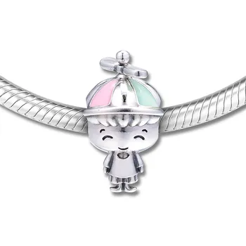 Deň matiek Vrtule Klobúk Chlapec Kúzlo Autentické 925 Silver Šperky zodpovedá Európskym Charms Náramky DIY Korálky Pre Šperky Robiť